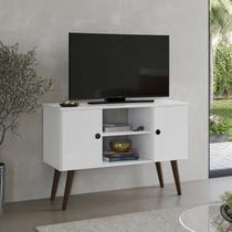 Rack Tv 32 Polegadas Home Estante Sala Estar Recepção 2 Porta 2 Nichos Pés Palito Retrô Decoração Moderna Viena- Cores