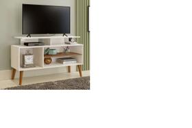 Rack TV 42 Polegadas Pés Madeira Retrô Lyon Off White/Nature