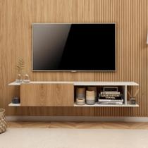 Rack Tv 55 Polegadas Sala Home Estante Moderno White Madeira