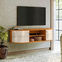 Rack Tv 60 Pol 136cm Bancada Suspenso Ripado Norezi Cinamomo-off White M20 - D'rossi