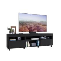 Rack TV 65" com Rodízios e 2 Portas Paris Multimóveis Preto