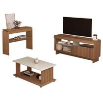 Rack Tv 65 Pol 160 cm Aparador e Mesa Centro Cinamomo Off White ARLY Rack Tv 65 Pol 160 cm Aparador e Mesa Centro Cinamomo Off White ARLY