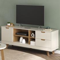 Rack Tv 65 Pol 160cm com 1 Porta Jaina Off White/Carvalho A09 - Mpozenato Rack Tv 65 Pol 160cm com 1 Porta Jaina Off White/Carvalho A09 - Mpozenato