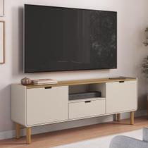 Rack Tv 65 Pol 180cm 2 Portas Pé Madeira Luara Hanover/Off White A10 - Mpozenato Rack Tv 65 Pol 180cm 2 Portas Pé Madeira Luara Hanover/Off White A10 - Mpozenato