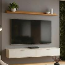 Rack Tv 65 Pol. Suspenso 160cm 2 Portas Lila Off/Cinamomo Z49 - Mpozenato Rack Tv 65 Pol. Suspenso 160cm 2 Portas Lila Off/Cinamomo Z49 - Mpozenato