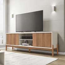 Rack Tv 72 Pol 180cm Bancada Ripado Para Sala Kellem C01 - D'rossi Cor Freijó/off White Rack Tv 72 Pol 180cm Bancada Ripado Para Sala Kellem C01 - D'rossi Cor Freijó/off White