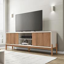 Rack TV 72 Pol 180cm Bancada Ripado para Sala Kellem Freijó/Off White C01 - D'Rossi Rack TV 72 Pol 180cm Bancada Ripado para Sala Kellem Freijó/Off White C01 - D'Rossi