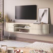 Rack Tv 75 Pol 183cm Bancada Suspenso Ripado Aurenzo Calacata-off White M20 - D'rossi