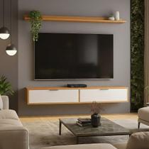 Rack Tv 75 Pol. Suspenso 180cm 2 Portas Lila Branco/Cinamomo Z49 - Mpozenato Rack Tv 75 Pol. Suspenso 180cm 2 Portas Lila Branco/Cinamomo Z49 - Mpozenato
