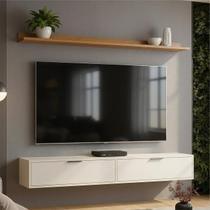Rack Tv 75 Pol. Suspenso 180cm 2 Portas Lila Off/Cinamomo Z49 - Mpozenato