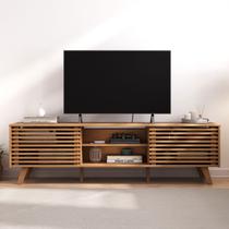 Rack TV 75 Ripado Bancada Madeira Sala 2 Portas Madeirado Rian