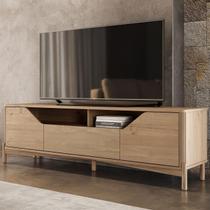 Rack Tv 80 Pol 182cm 3 Portas Pés Madeira Maciça Nira Tauari F07 - Mpozenato