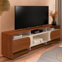 Rack Tv 85 Com 7 Nichos 2 Portas 2 Prateleiras Elegance Cedro / Off White Rack Tv 85 Com 7 Nichos 2 Portas 2 Prateleiras Elegance Cedro / Off White
