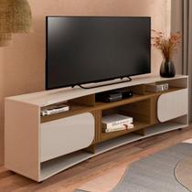 Rack Tv 85 Com 7 Nichos 2 Portas 2 Prateleiras Elegance Off White / Pinho Rack Tv 85 Com 7 Nichos 2 Portas 2 Prateleiras Elegance Off White / Pinho