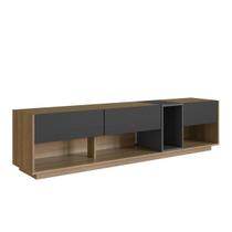 Rack Tv até 65" 180x37x46cm Mel Grafite 3 Gavetas Nicho Led Iluminação RGB Rack Tv até 65" 180x37x46cm Mel Grafite 3 Gavetas Nicho Led Iluminação RGB