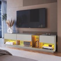 Rack Tv até 65" 3 Gavetas Iluminação Led RGB Mel/Arenas