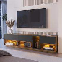 Rack Tv até 65" 3 Gavetas Iluminação Led RGB Mel/Grafite