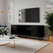 Rack Tv Até 65” Curvo Ripado 2 Portas Ditália R-636 Cor:preto Preto