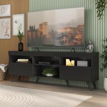 Rack Tv Até 65 Polegadas Com Pés Retrô Multimóveis Mp1091 Preto Preto