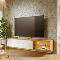 Rack TV Bancada 220cm 2 Portas de Correr Pé Metálicos c/LED Samira C04 - D Rossi Rack TV Bancada 220cm 2 Portas de Correr Pé Metálicos c/LED Samira C04 - D Rossi