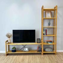Rack TV de Madeira Pinus com Estante 6 Prateleiras Slim Linea Nozes Rack TV de Madeira Pinus com Estante 6 Prateleiras Slim Linea Nozes