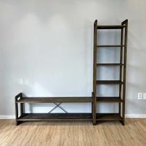 Rack TV de Madeira Pinus com Estante 6 Prateleiras Slim Linea Tabaco Rack TV de Madeira Pinus com Estante 6 Prateleiras Slim Linea Tabaco