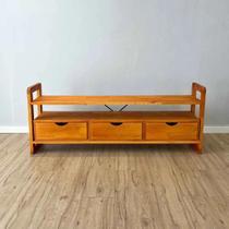 Rack TV de Madeira Pinus Linea com 3 Gavetas Carvalho Rack TV de Madeira Pinus Linea com 3 Gavetas Carvalho