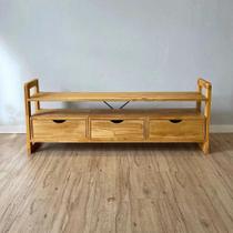 Rack TV de Madeira Pinus Linea com 3 Gavetas Nozes