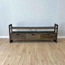 Rack TV de Madeira Pinus Linea com 3 Gavetas Tabaco