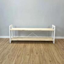 Rack TV de Madeira Pinus Linea Natural e Branco Rack TV de Madeira Pinus Linea Natural e Branco