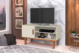 Rack TV Denver Com Nichos e 1 Porta OffWhite/Canela