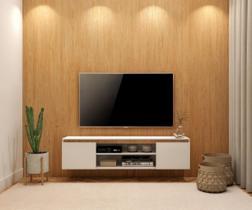 Rack Tv Estante Sala Nicho Madeira White Organizor Moderno