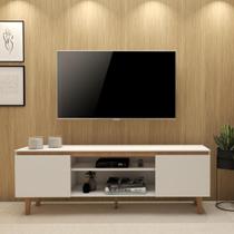Rack Tv Moderno Ate 55 Polegadas Branca Amadeirado Desing Elegante Moderno