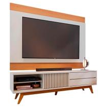 Rack Veneza E Painel Nilo 75 Pol 200 Cm Off White Matte Freijo Colibri Off White Matte Freijo