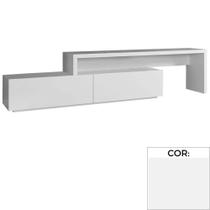 Rack Veneza Univ Extensível 164 cm a 300 cm Laca Branca Acetinada