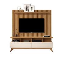 Rack Vivare 1.6 Wood Com Painel Classic Ripado Para TV Até 65 Polegadas Nature/Off White - Giga Móveis