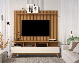 Rack Vivare 1.6 Wood Com Painel Classic Ripado Para TV Até 65 Polegadas Nature/Off White - Giga Móveis