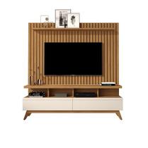 Rack Vivare 1.6 Wood Com Painel Para TV Até 65 Polegadas Classic Ripado Verdadeiro Nature/Off White - Giga Móveis