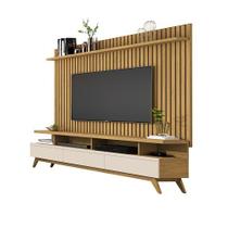 Rack Vivare 1.8 Wood Com Painel Classic Ripado Para TV Até 72 Polegadas Cumaru/Off White - Giga Móveis - Giga Móveis