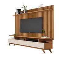 Rack Vivare 1.8 Wood Com Painel Classic Ripado Para TV Até 72 Polegadas Nature/Off White - Giga Móveis - Giga Móveis