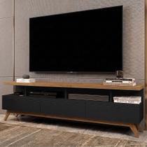 Rack Vivare Wood 1,80m Preto e Freijó para Tv Grande com Nichos e Organização