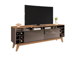 Rack wine pata tv até 60” com adega 2portas 160cm cinza noce