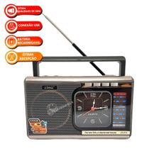 Rádio 4 Bandas Com Relógio E Lanterna Retrô Entrada USB SD P2 TF LE675