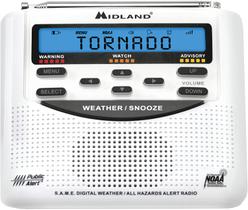 Rádio Alerta Emergência Midland - Display Trilíngue, 60+ Alertas e Despertador
