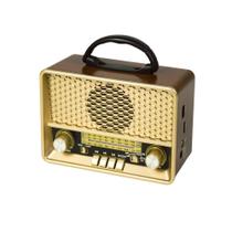 Radio AM FM Bluetooth USB Retrô Vintage com Lanterna Recarregavel Bivolt e a Pilha