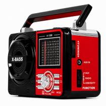 Rádio AM FM Cor VERMELHO A Pilha E Tomada Com Bluetooth Lanterna Forte Entrada USB Sw Pendrive Sd