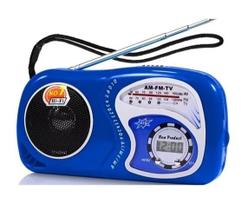 Rádio AM/FM Portátil Com Relógio Digital YG-2019 - AZUL