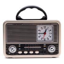 Radio Am/fm Retro Vintage Am Fm 5w Cor Marrom Radio Relogio