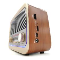Rádio AM FM Retrô Vintage Portátil Bluetooth Bateria Recarregável Bivolt 110v 220v 3199 Antigo a Tomada e Pilha com Lanterna