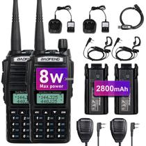 Rádio amador BaoFeng UV-82 de alta potência BaoFeng Rádio amador portátil de 2 vias com fone de ouvido, alto-falante portátil, microfone e cabo de programação (pacote com 2 unidades, preto)